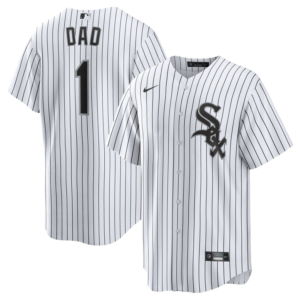 Chicago White Sox White #1 Dad Home Replica Baseball Jersey