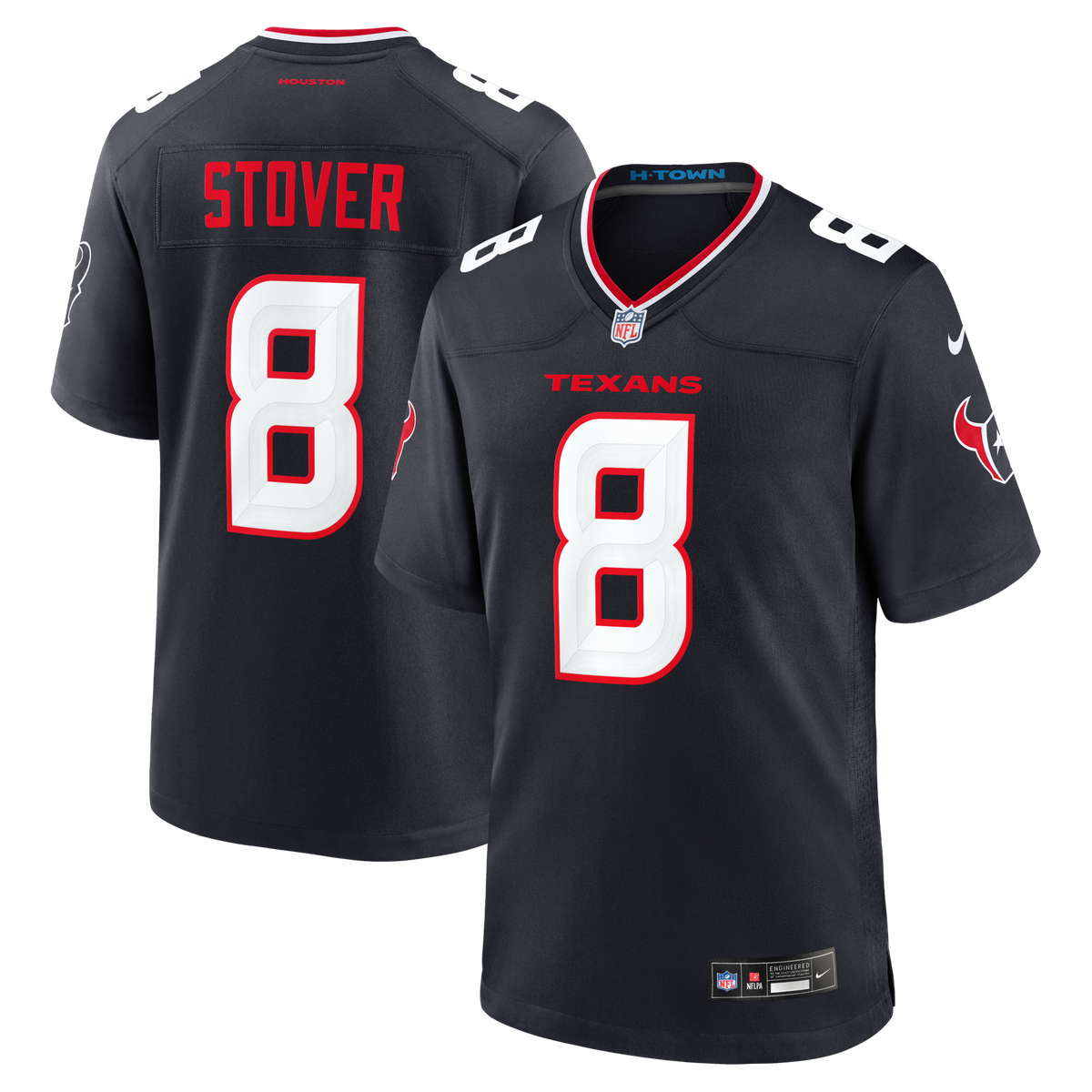 Houston Texans Cade Stover Navy Team Game Football Jersey