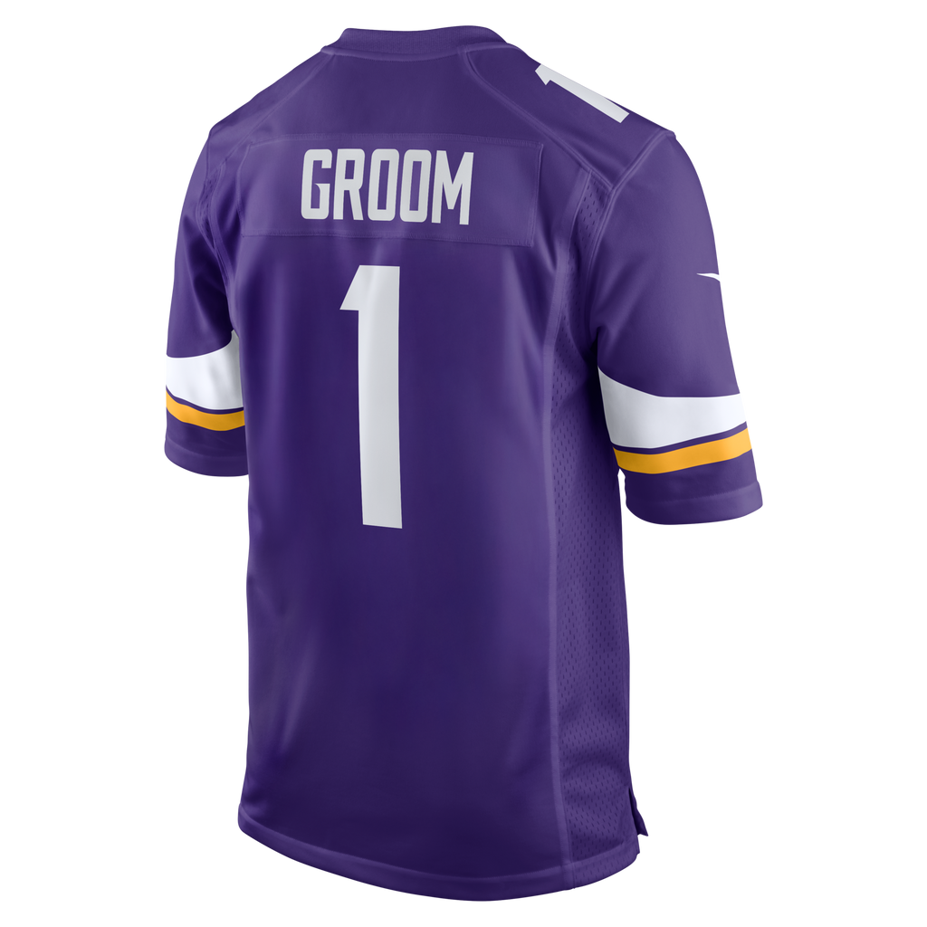 Minnesota Vikings Number 1 Groom Purple Game Football Jersey