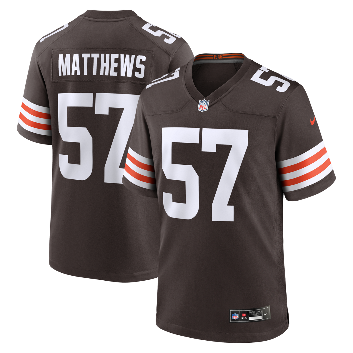 Cleveland Browns Clay Matthews Brown Game Retired Player Football Jersey