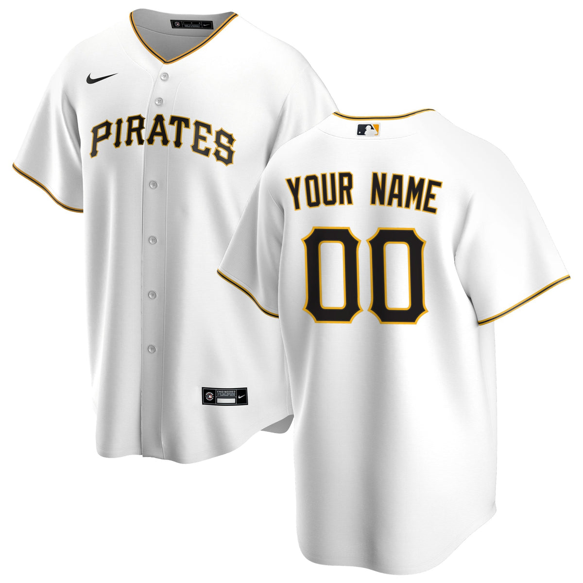 Pittsburgh Pirates White Home Replica Custom Baseball Jersey