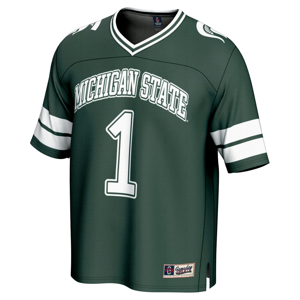 #1 Michigan State Spartans Lightweight Collegiate Football Fashion Jersey - Green