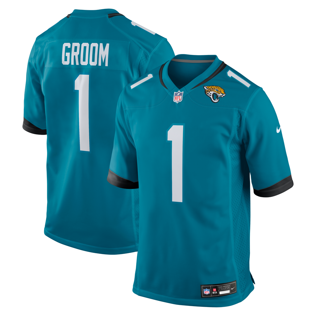 Jacksonville Jaguars Number 1 Groom Teal Game Football Jersey