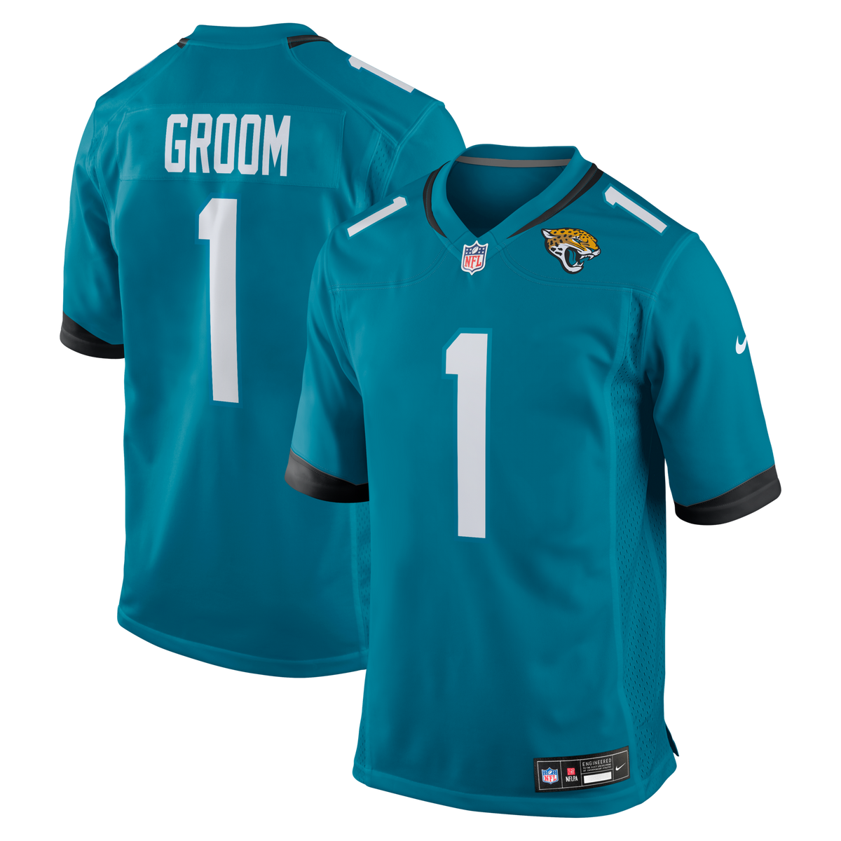 Jacksonville Jaguars Number 1 Groom Teal Game Football Jersey
