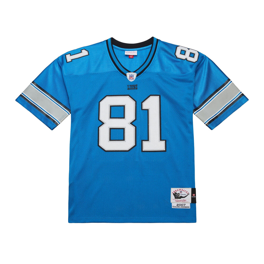 Detroit Lions Calvin Johnson Blue 2007 Throwback Retired Player Football Jersey