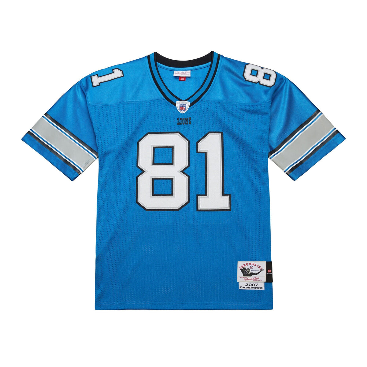 Detroit Lions Calvin Johnson Blue 2007 Throwback Retired Player Football Jersey