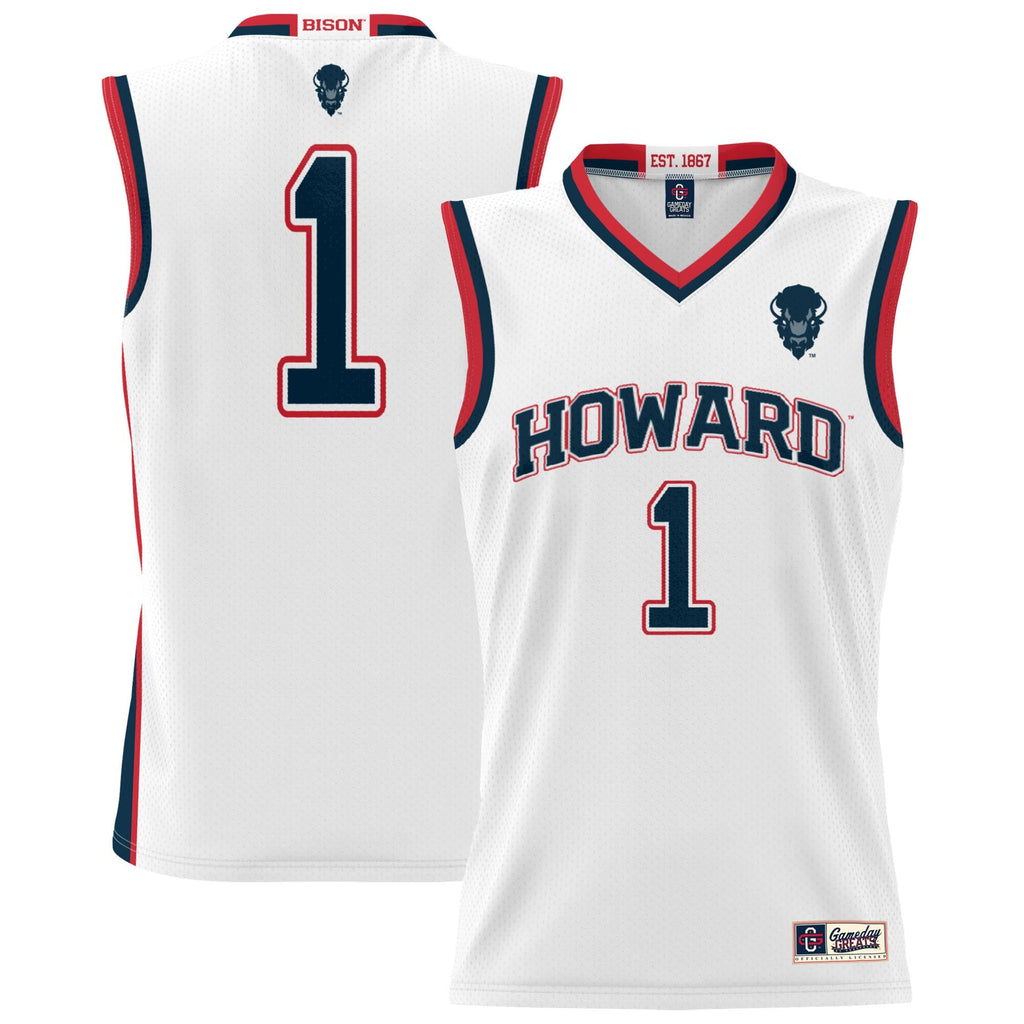 #1 White Howard Bison Lightweight Basketball Jersey