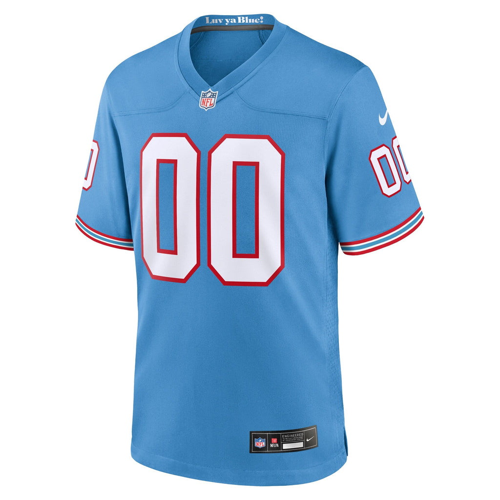 Tennessee Titans Light Blue Oilers Throwback Custom Game Football Jersey