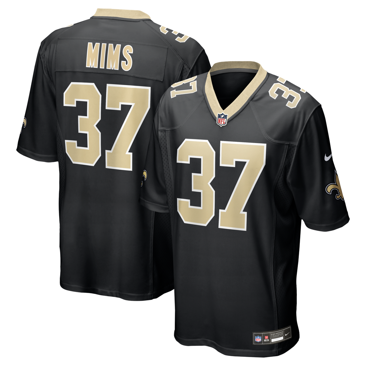 New Orleans Saints Jordan Mims Black Team Game Football Jersey
