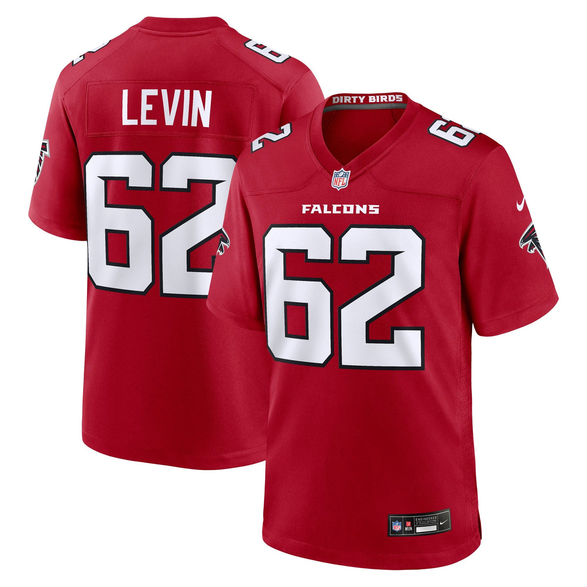 Atlanta Falcons Corey Levin Red Team Game Football Jersey