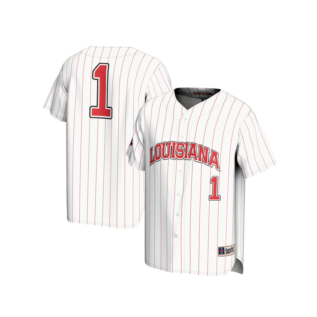 White #1 Louisiana Ragin' Cajuns Lightweight Baseball Fashion Jersey