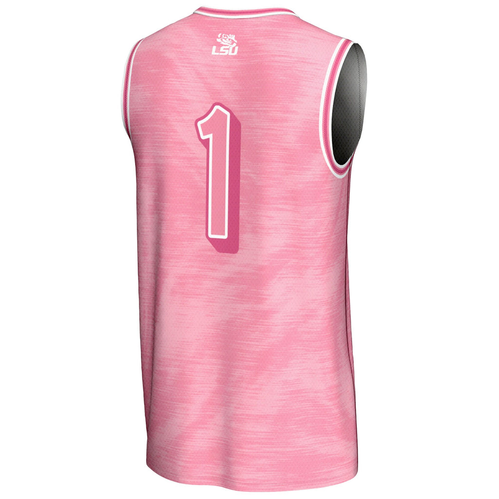 #1 LSU Tigers Lightweight Basketball Fashion Jersey - Pink
