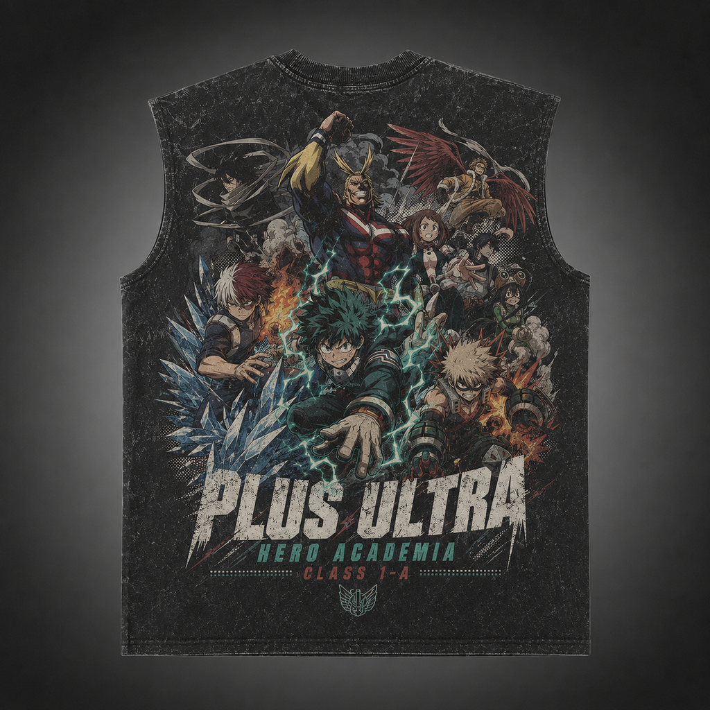 Deku & Todoroki My Hero Academia Anime Tank Top - Plus Ultra Class 1-A Acid Wash Vest