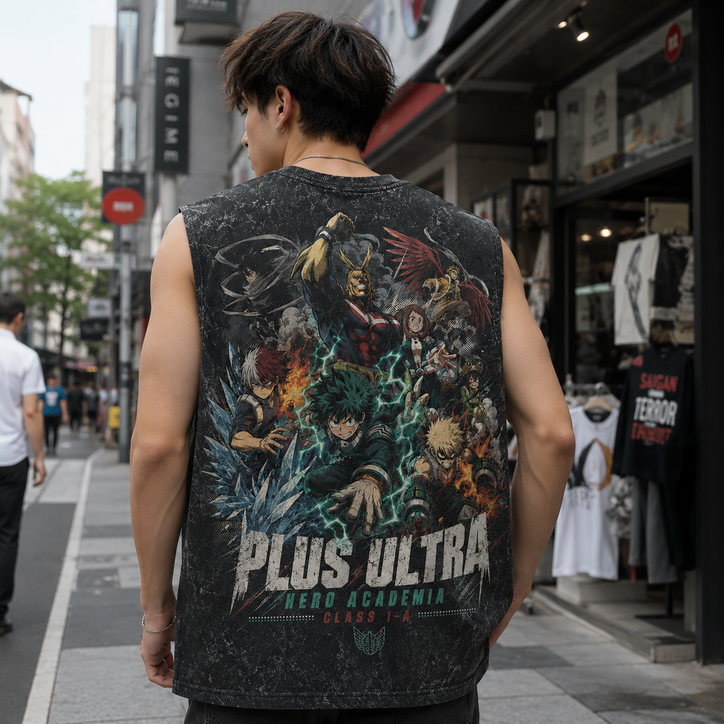 Deku & Todoroki My Hero Academia Anime Tank Top - Plus Ultra Class 1-A Acid Wash Vest