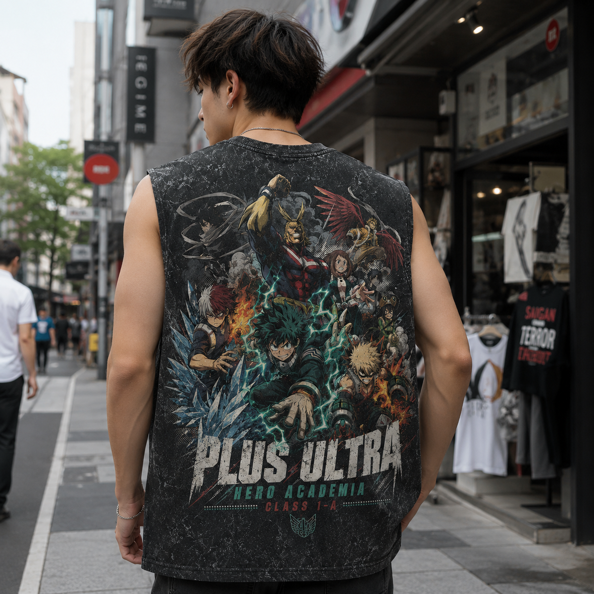 Deku & Todoroki My Hero Academia Anime Tank Top - Plus Ultra Class 1-A Acid Wash Vest