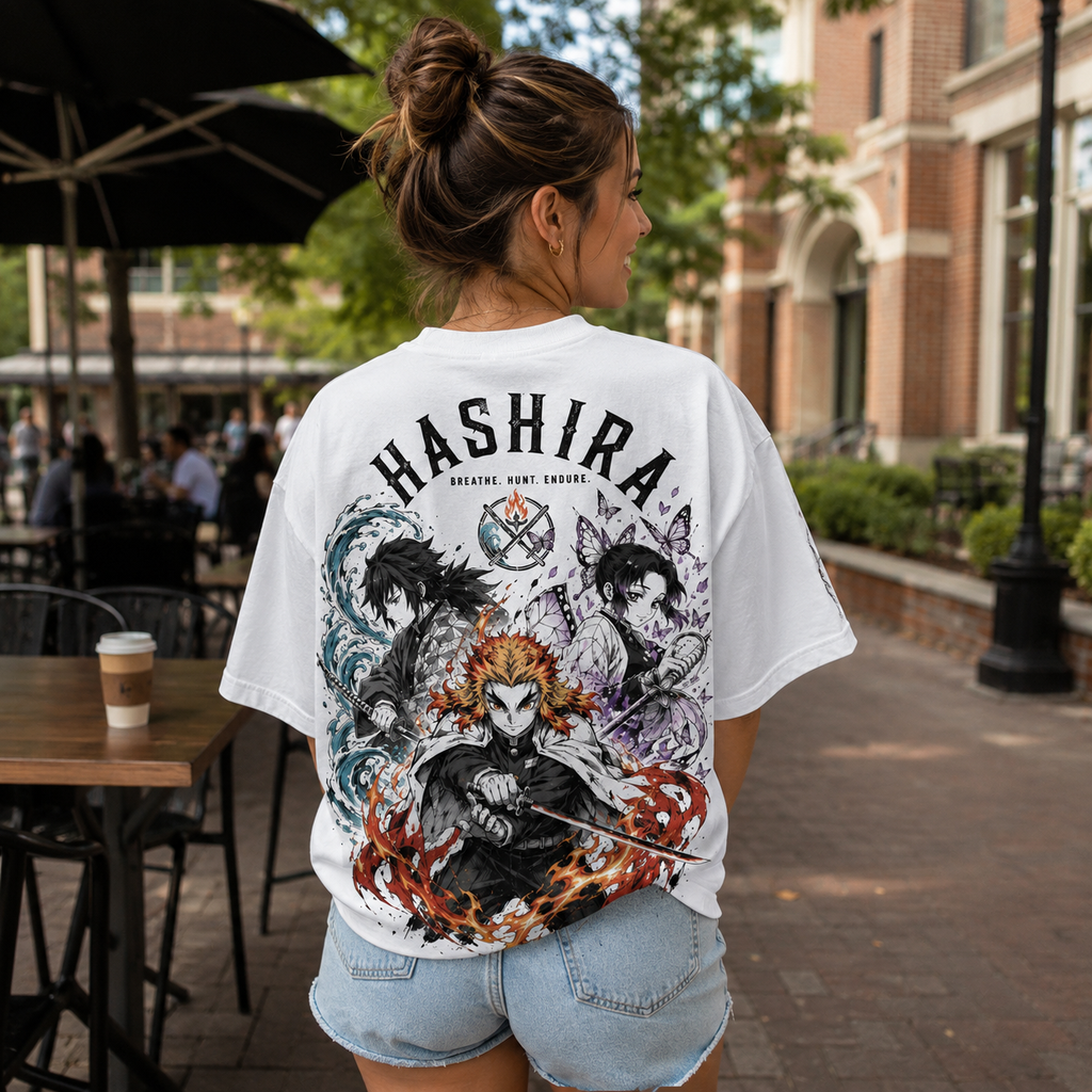 Demon Slayer Anime Graphic Tee - Breathe Hunt Endure