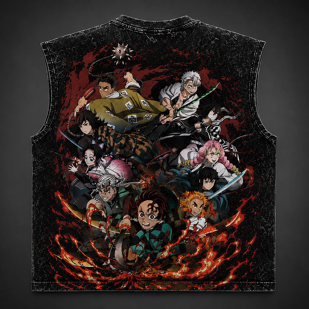 Demon Slayer Anime Tank Top - Corps Assemble Acid Wash Vest