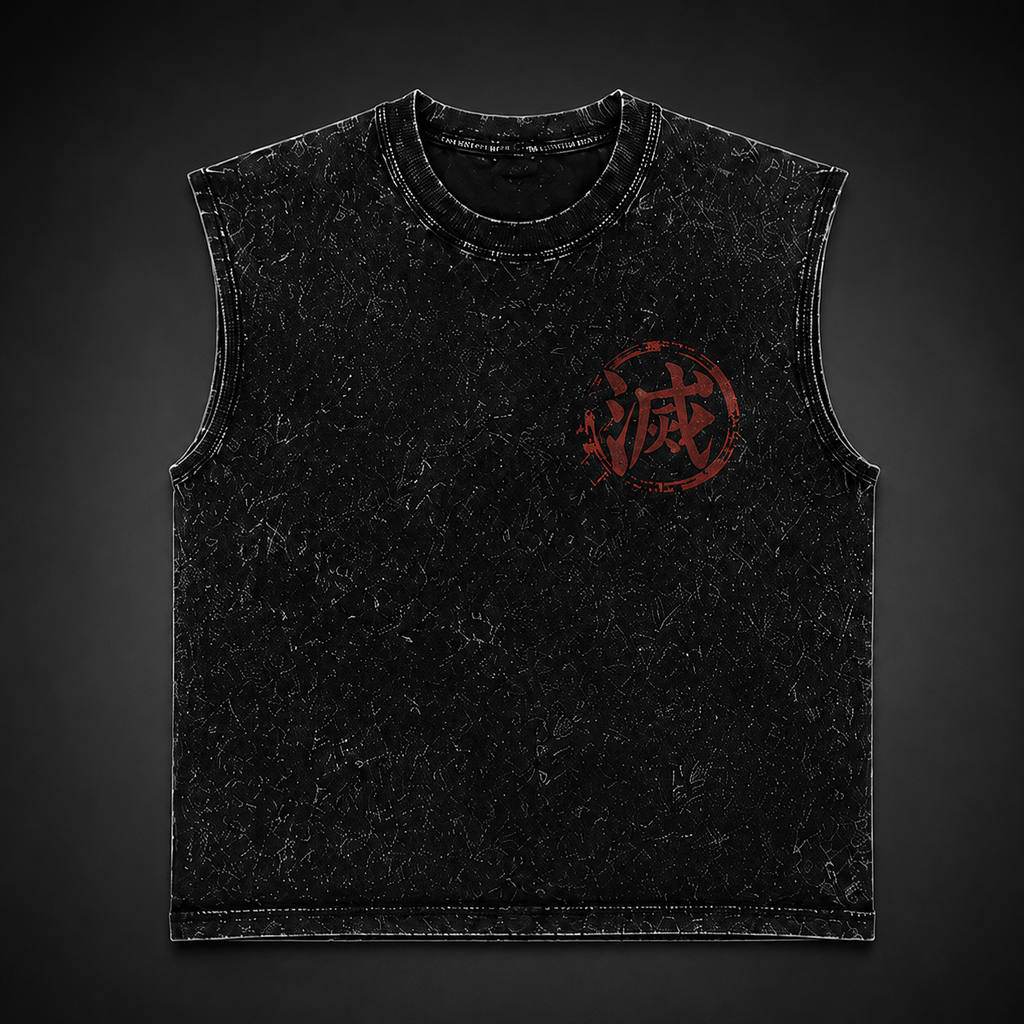 Demon Slayer Anime Tank Top - Corps Assemble Acid Wash Vest