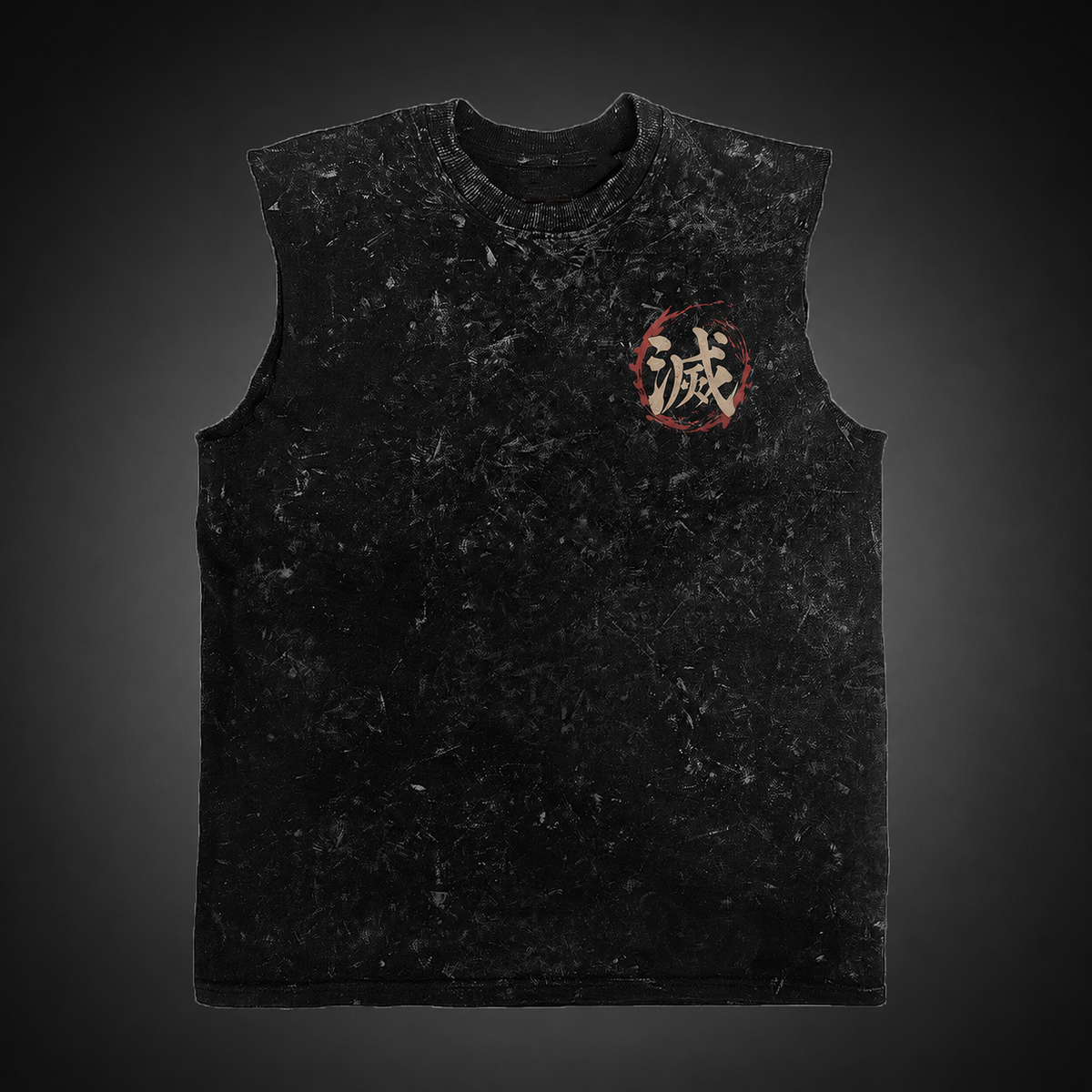 Demon Slayer Anime Tank Top - Corps (Hashira) Hashira Emblem Acid Wash Vest
