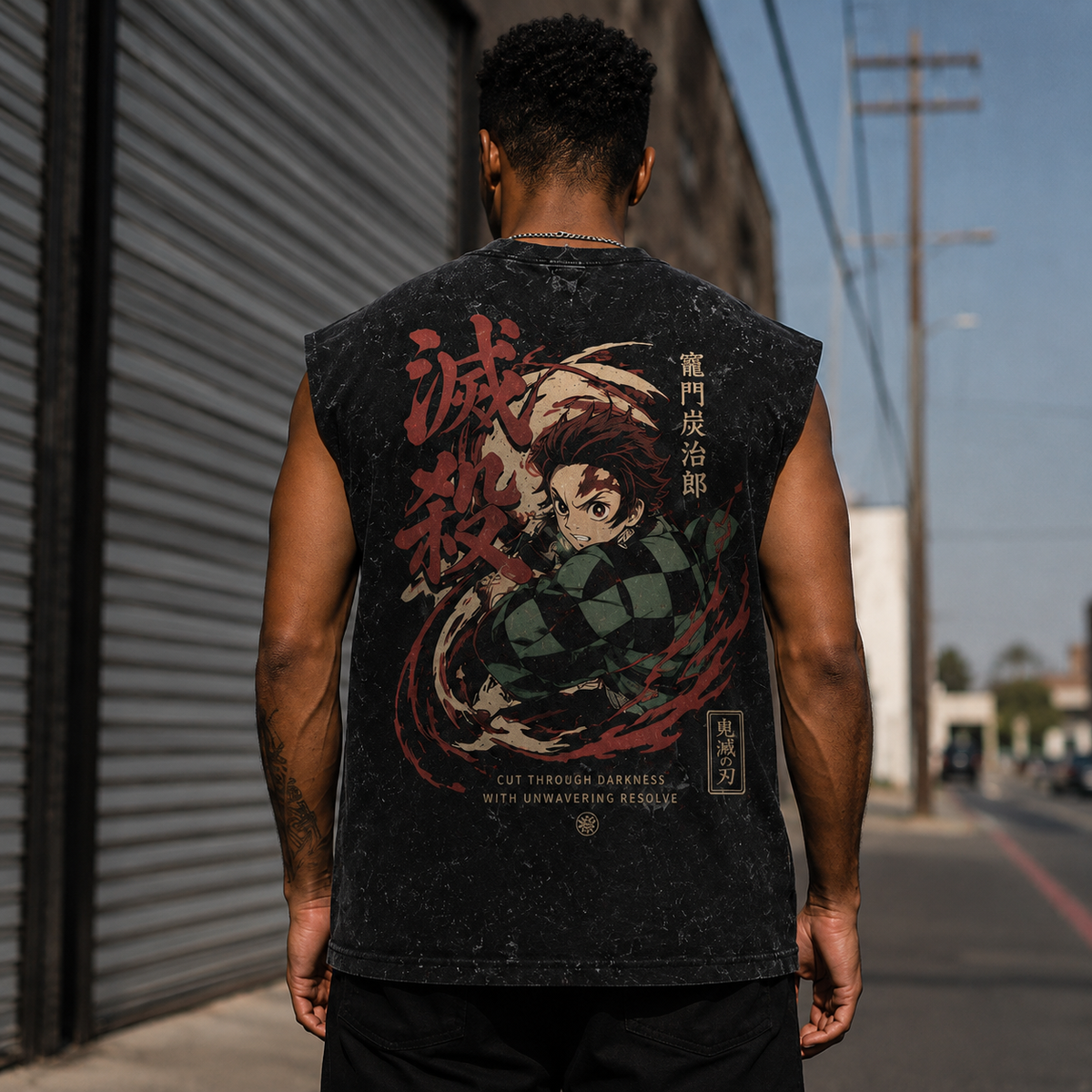 Demon Slayer Anime Tank Top - Corps (Hashira) Hashira Emblem Acid Wash Vest