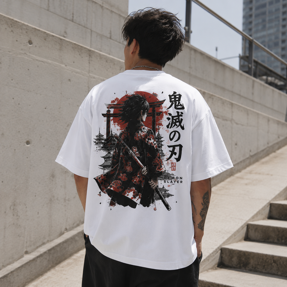 Demon Slayer Anime Graphic Tee - Crimson Sun Ronin