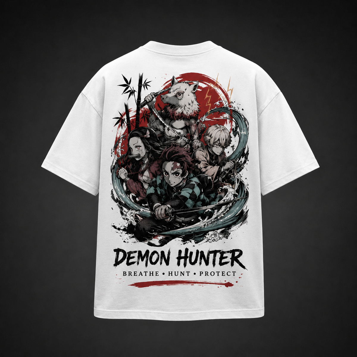 Demon Slayer Anime Graphic Tee - Demon Hunter Squad