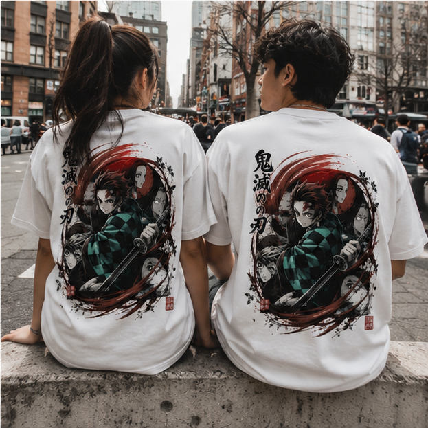 Demon Slayer Anime Graphic Tee - Demon Hunter Squad
