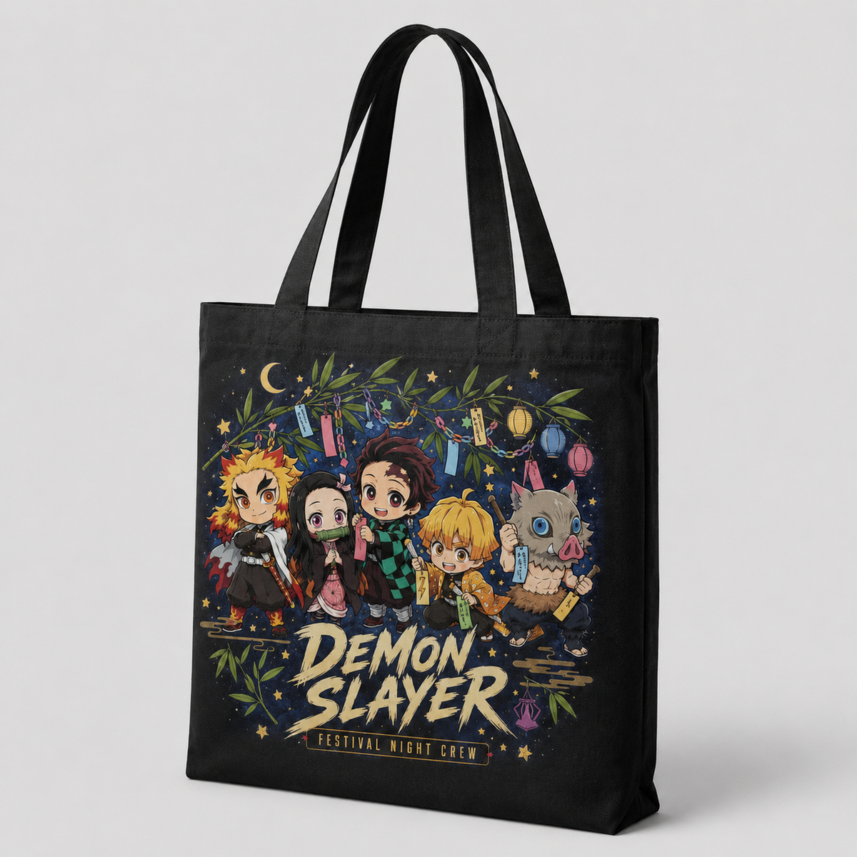 Demon Slayer Anime Canvas Tote Bag - Festival Night Crew
