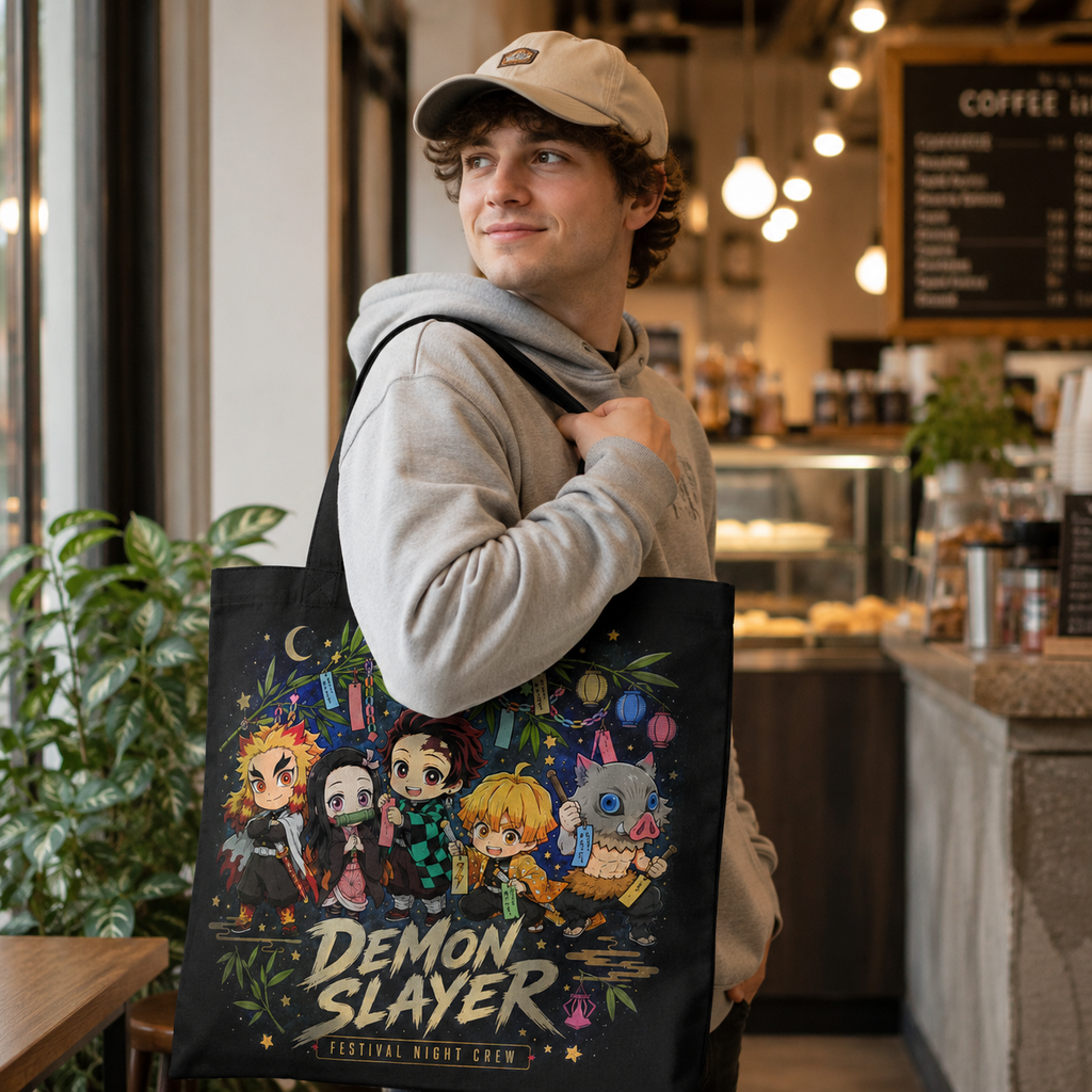 Demon Slayer Anime Canvas Tote Bag - Festival Night Crew