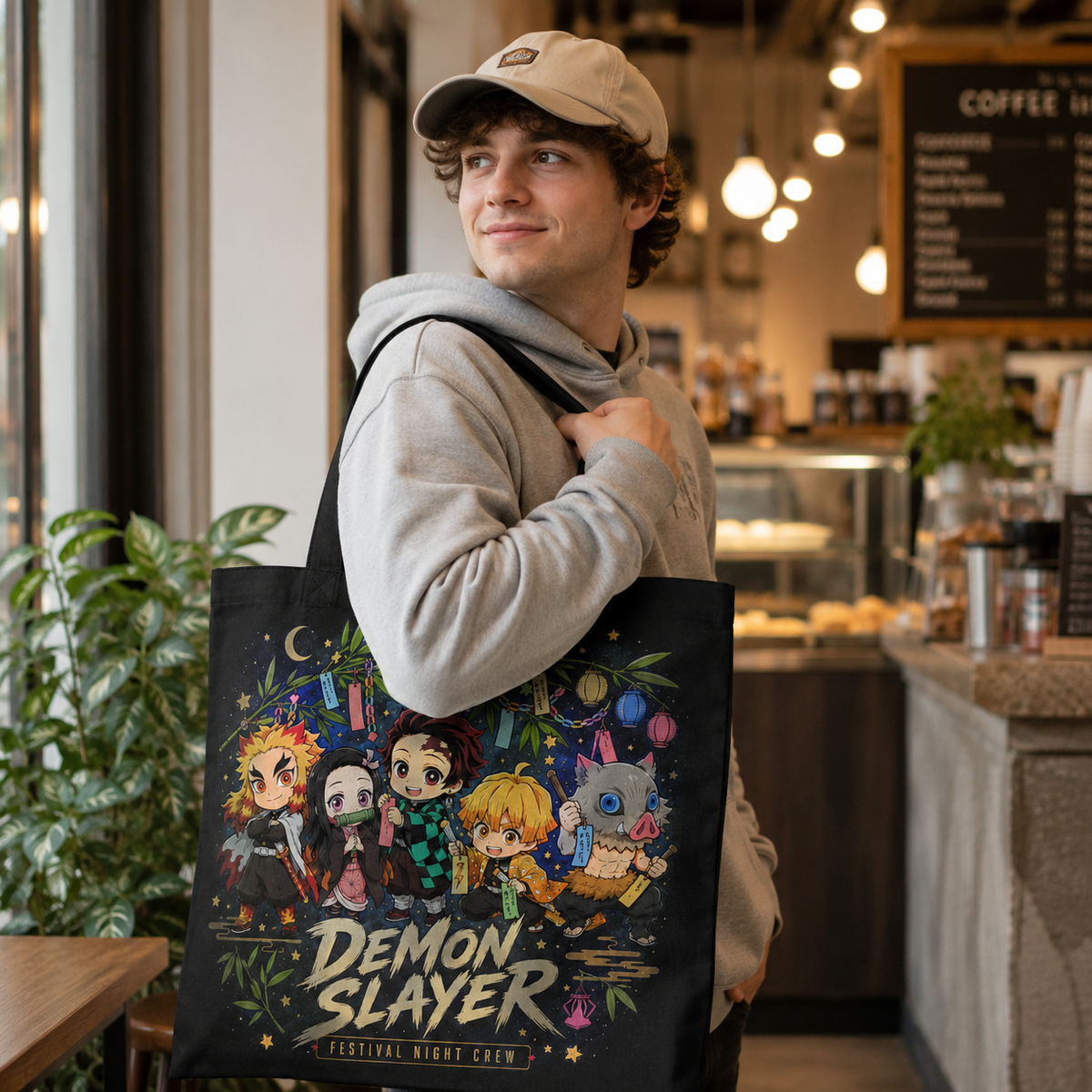 Demon Slayer Anime Canvas Tote Bag - Festival Night Crew