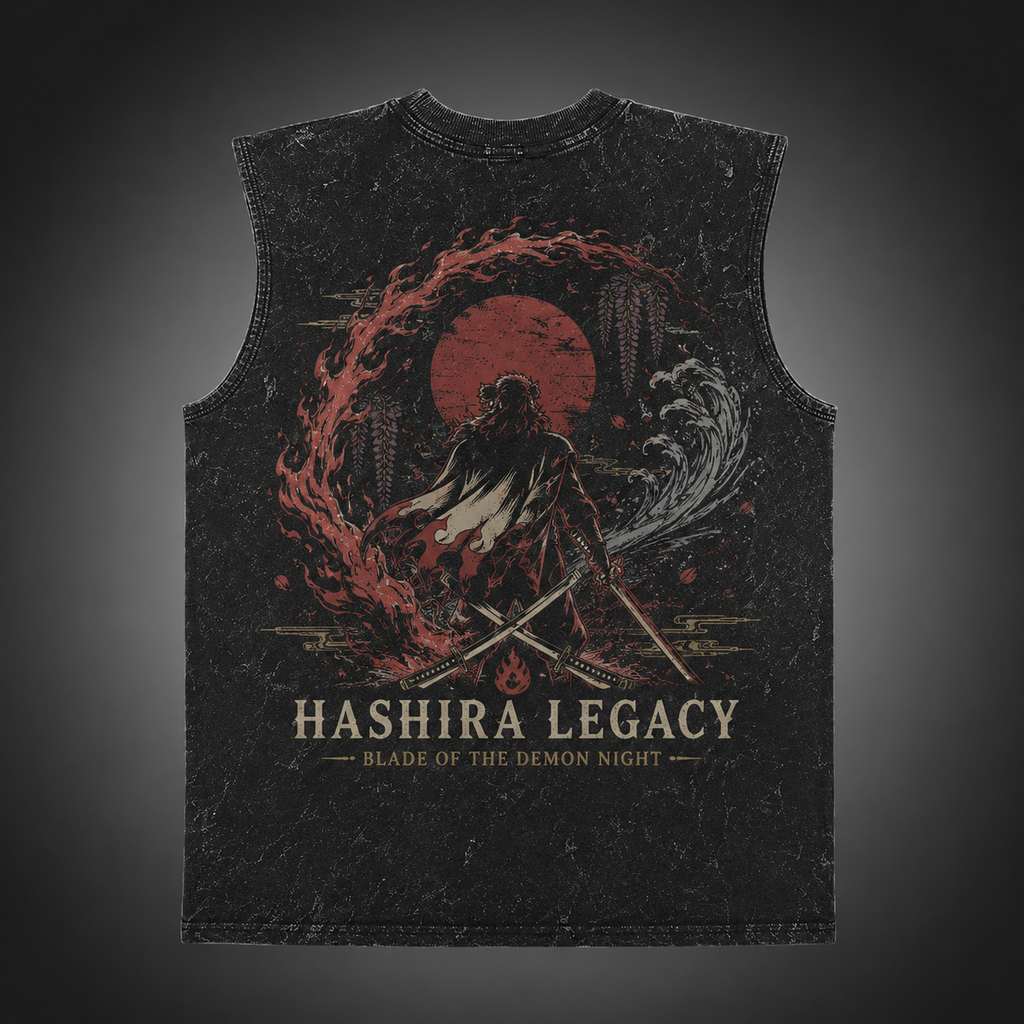 Demon Slayer Anime Tank Top - Hashira Legacy Emblem Acid Wash Vest