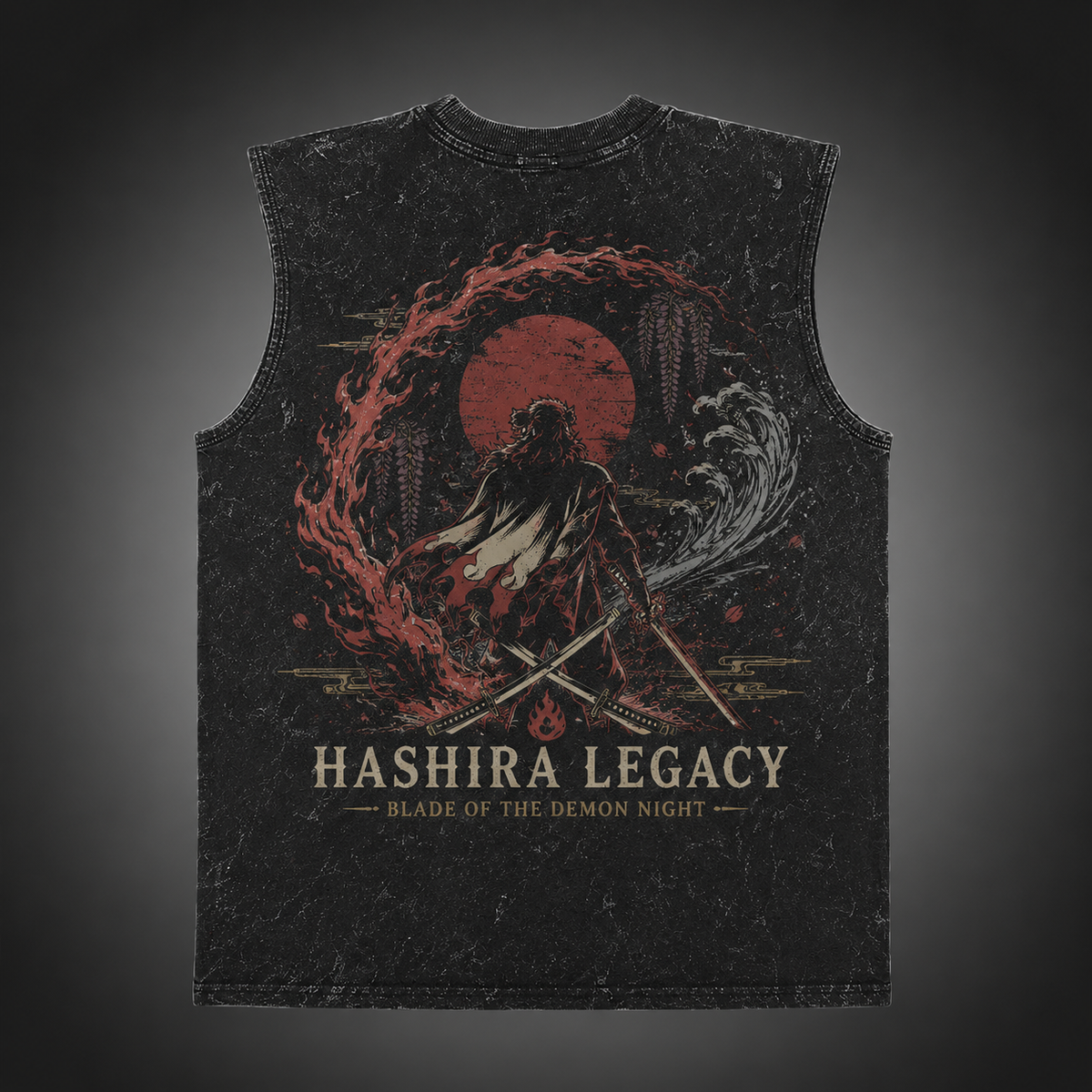 Demon Slayer Anime Tank Top - Hashira Legacy Emblem Acid Wash Vest