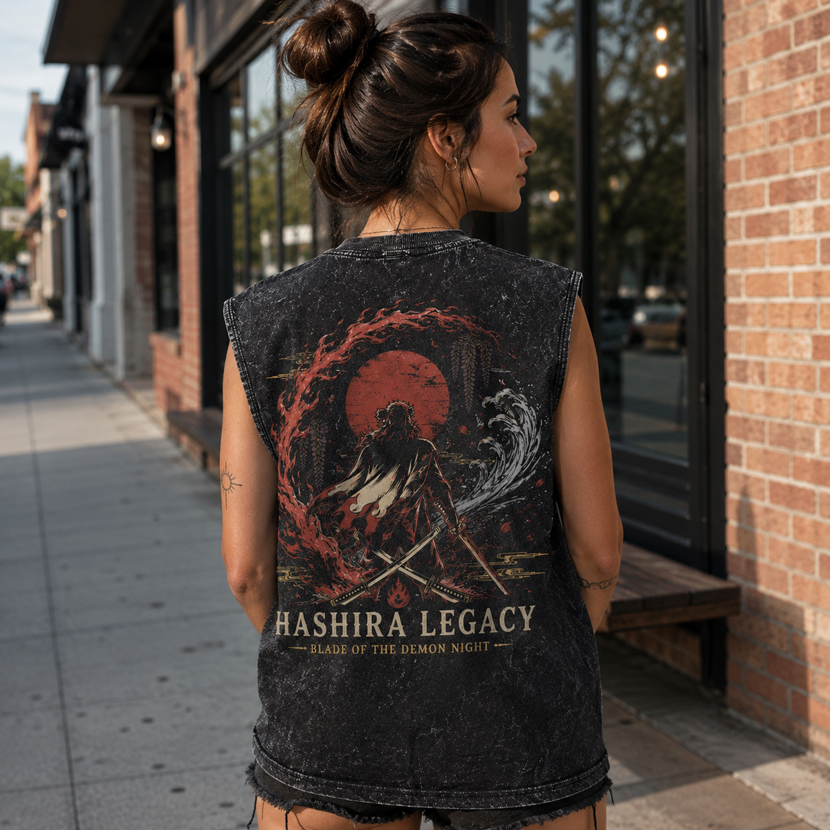 Demon Slayer Anime Tank Top - Hashira Legacy Emblem Acid Wash Vest