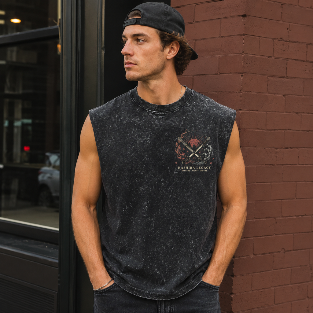 Demon Slayer Anime Tank Top - Hashira Legacy Emblem Acid Wash Vest