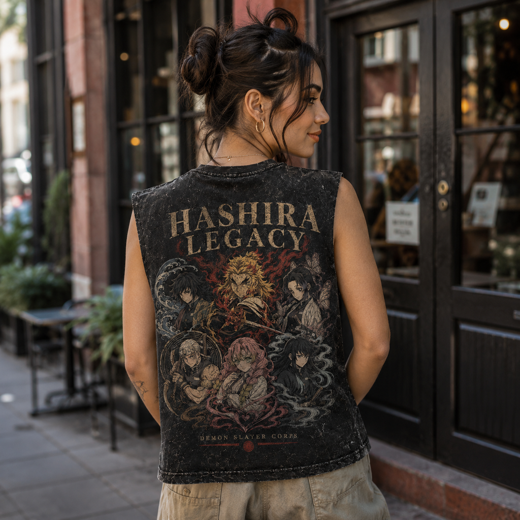 Demon Slayer Anime Tank Top - Hashira Legacy Acid Wash Vest