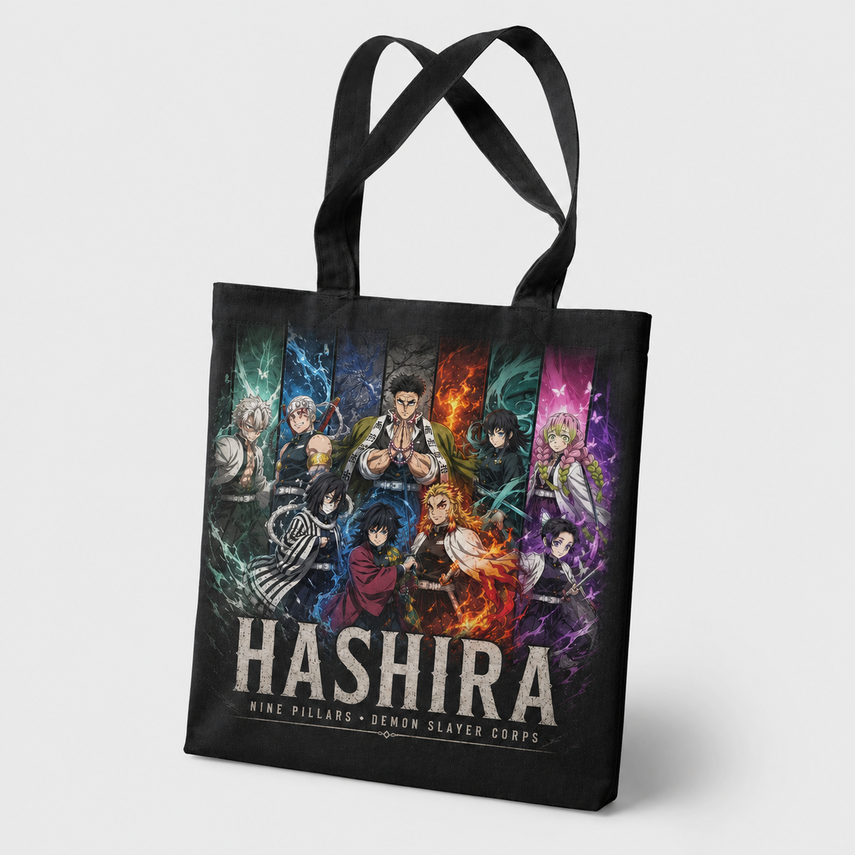 Demon Slayer Anime Canvas Tote Bag - Hashira Panels