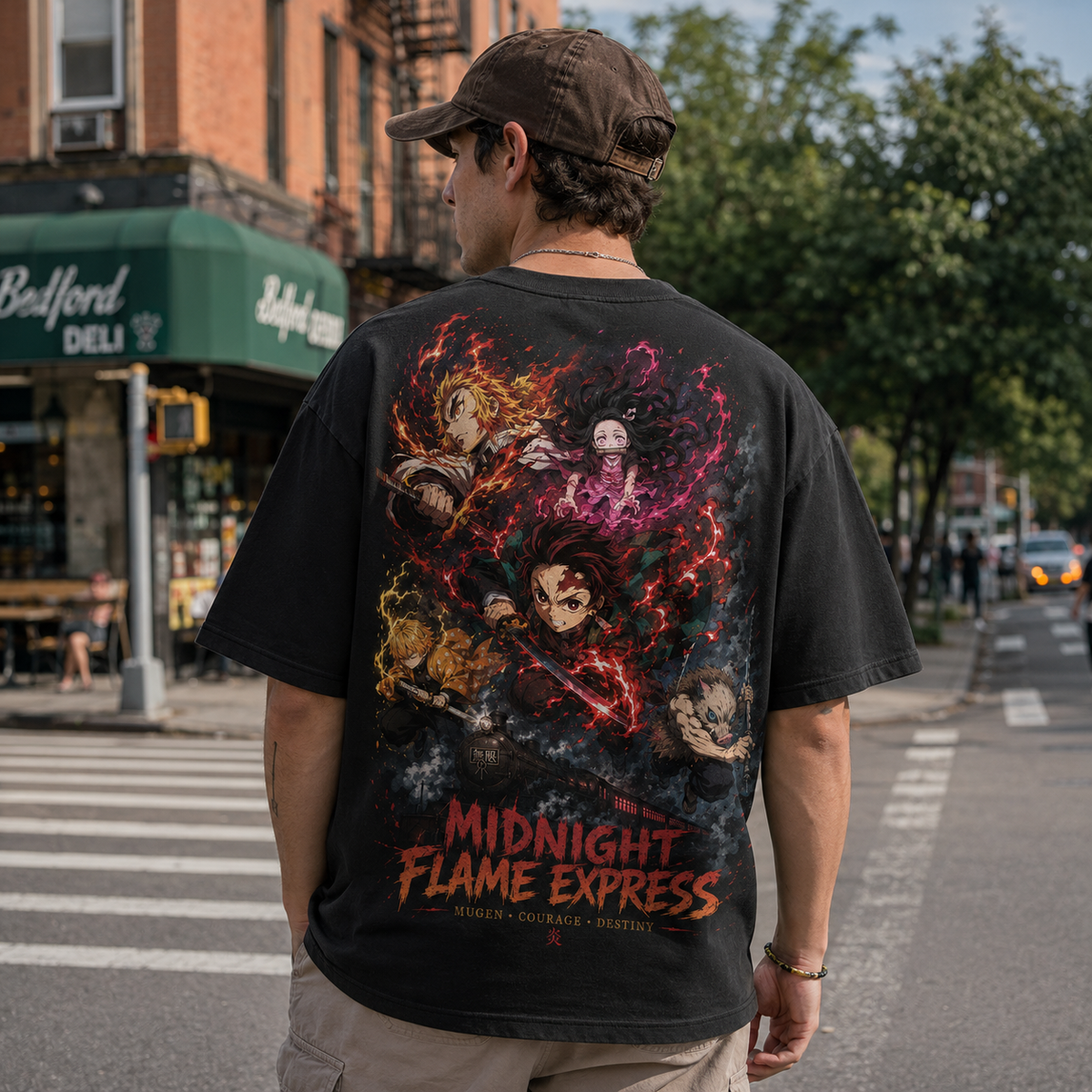 Demon Slayer Anime Graphic Tee - Midnight Flame Express