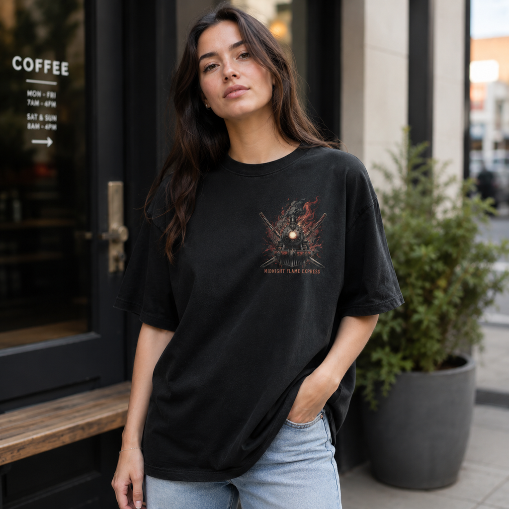 Demon Slayer Anime Graphic Tee - Midnight Flame Express