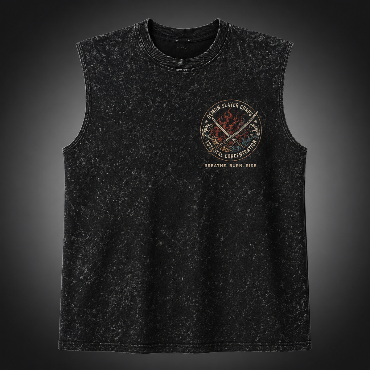 Demon Slayer Anime Tank Top - Mugen Train Legacy Acid Wash Vest