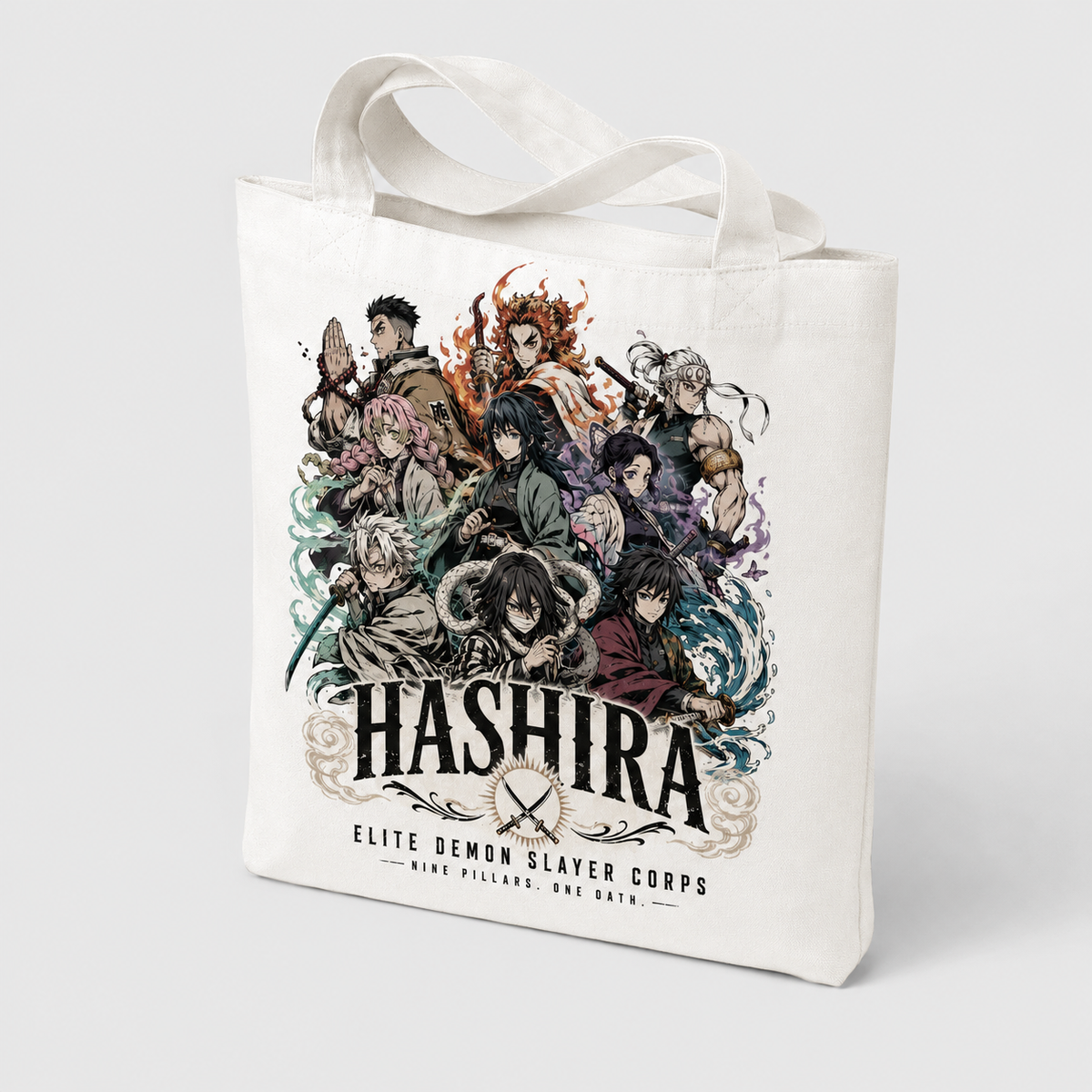 Demon Slayer Anime Canvas Tote Bag - Nine Pillars Gathering