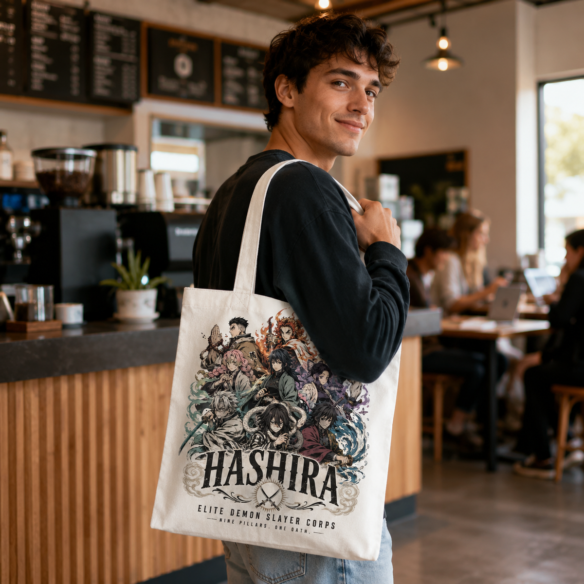 Demon Slayer Anime Canvas Tote Bag - Nine Pillars Gathering