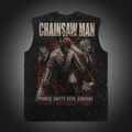 Denji, Aki Hayakawa, Power Chainsaw Man Anime Tank Top - Devil Hunters Trio Acid Wash Vest