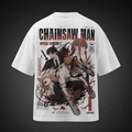 Denji, Aki, Power & Makima Chainsaw Man Anime Graphic Tee - Devil Hunter Cover