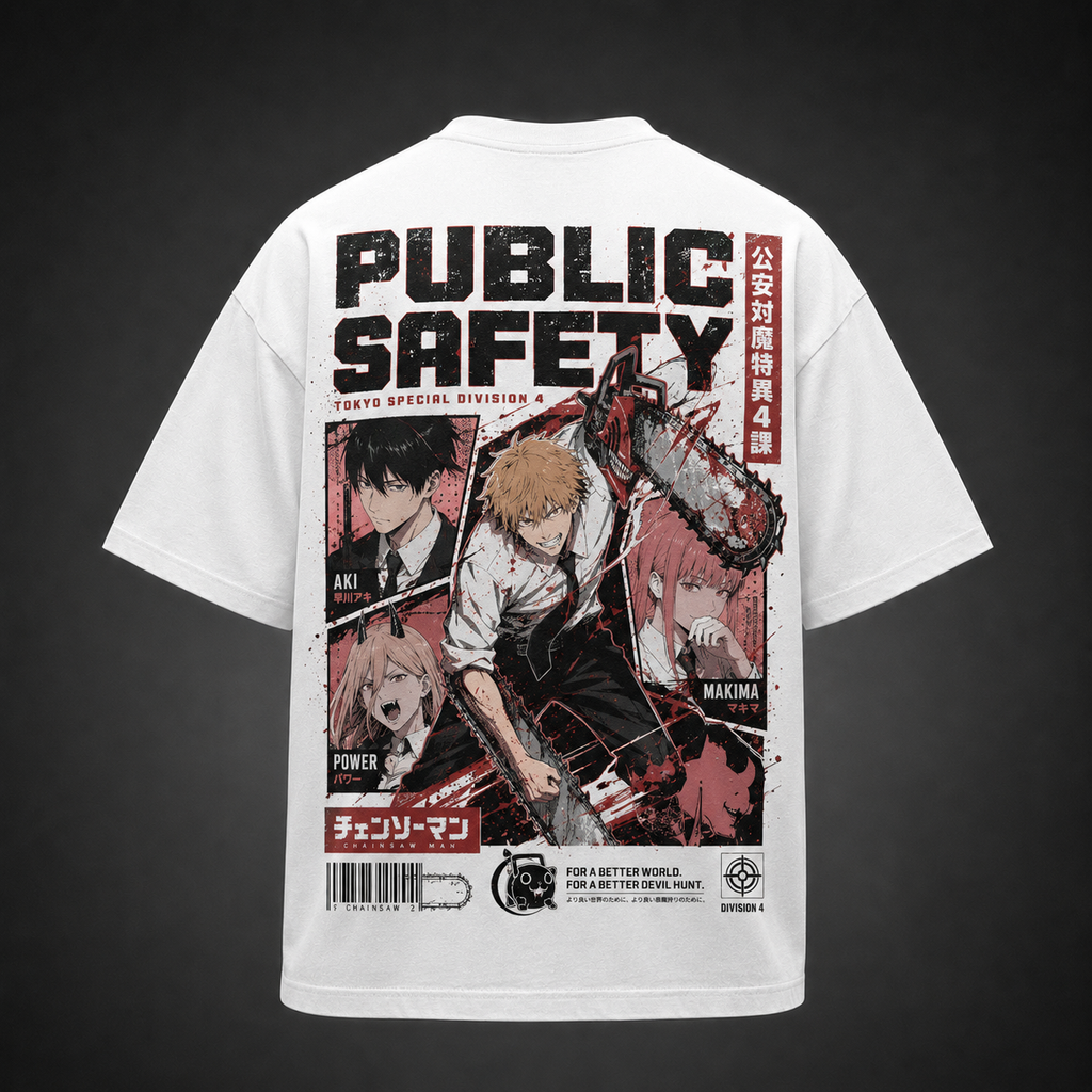Denji, Aki, Power & Makima Chainsaw Man Anime Graphic Tee - Division Four