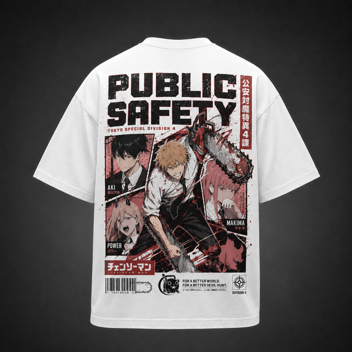 Denji, Aki, Power & Makima Chainsaw Man Anime Graphic Tee - Division Four