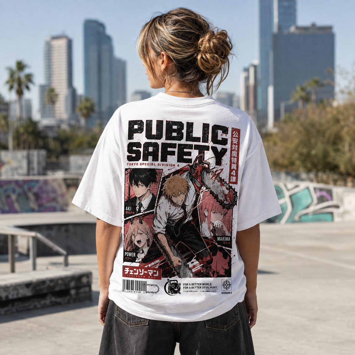 Denji, Aki, Power & Makima Chainsaw Man Anime Graphic Tee - Division Four
