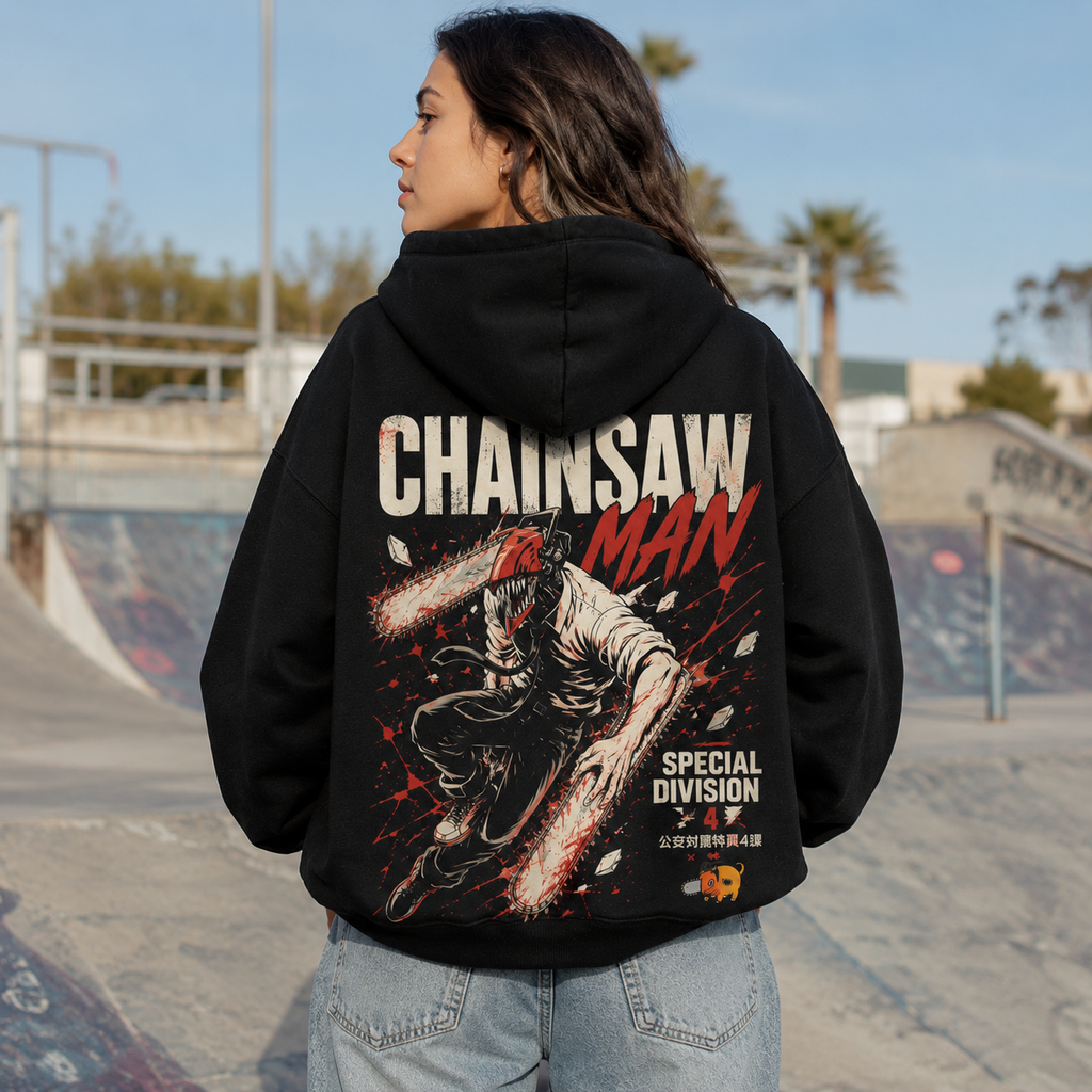 Denji (Chainsaw Man Anime Hoodie -) Blood Splatter Charge