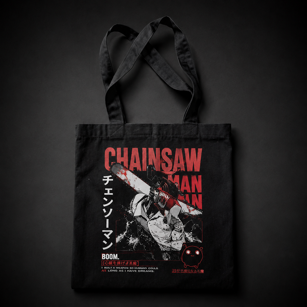 Denji (Chainsaw Man Anime Canvas Tote Bag -), Pochita Boom Chainsaw