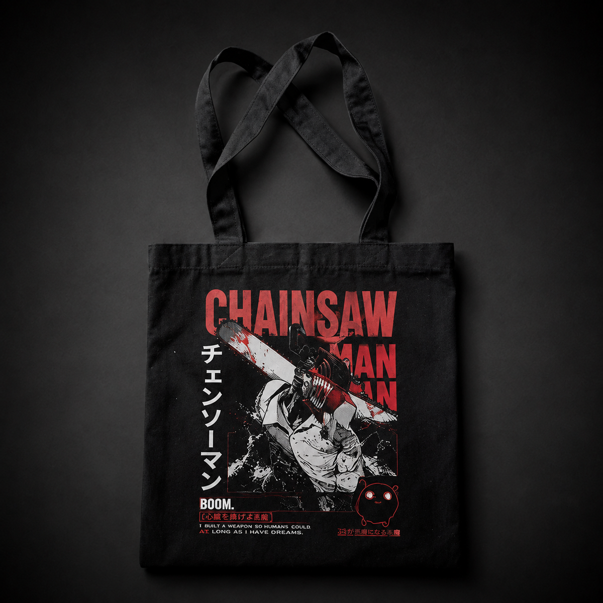 Denji (Chainsaw Man Anime Canvas Tote Bag -), Pochita Boom Chainsaw
