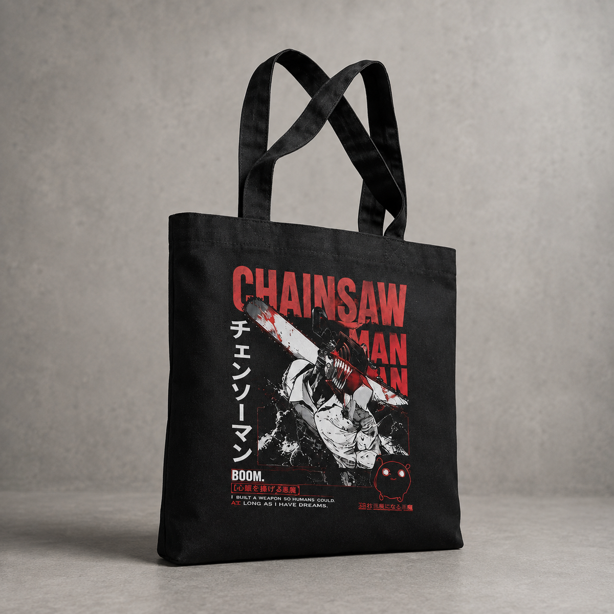 Denji (Chainsaw Man Anime Canvas Tote Bag -), Pochita Boom Chainsaw